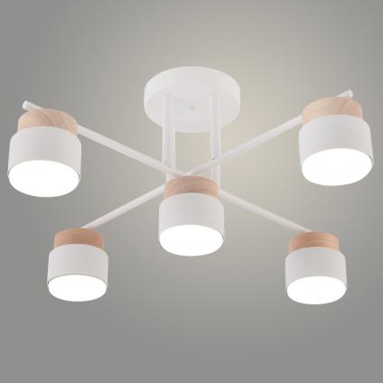 Люстра XI1001/5 WT+WOOD белый/дерево 5х15W GX53 d520 h205, HN25